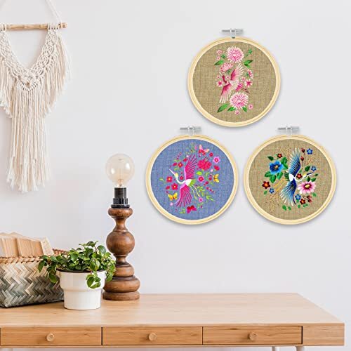 5 Inch Embroidery Hoops Bulk Bamboo Circle Cross Stitch Hoop Round Ring Easil...