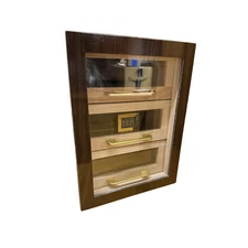 Glass Front Cigar Humidor with Hygrometer and Humidifier - 13.5 Inches Height