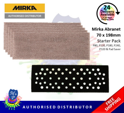 Mirka Abranet 70 x 198 mm 5er Pack Schleifstreifen mit Pad Saver + Interface Pad