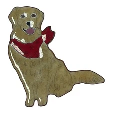 Signed Elvie Zelle Smiling Golden Retriever Red Bandana Labrador Yellow Vintage 