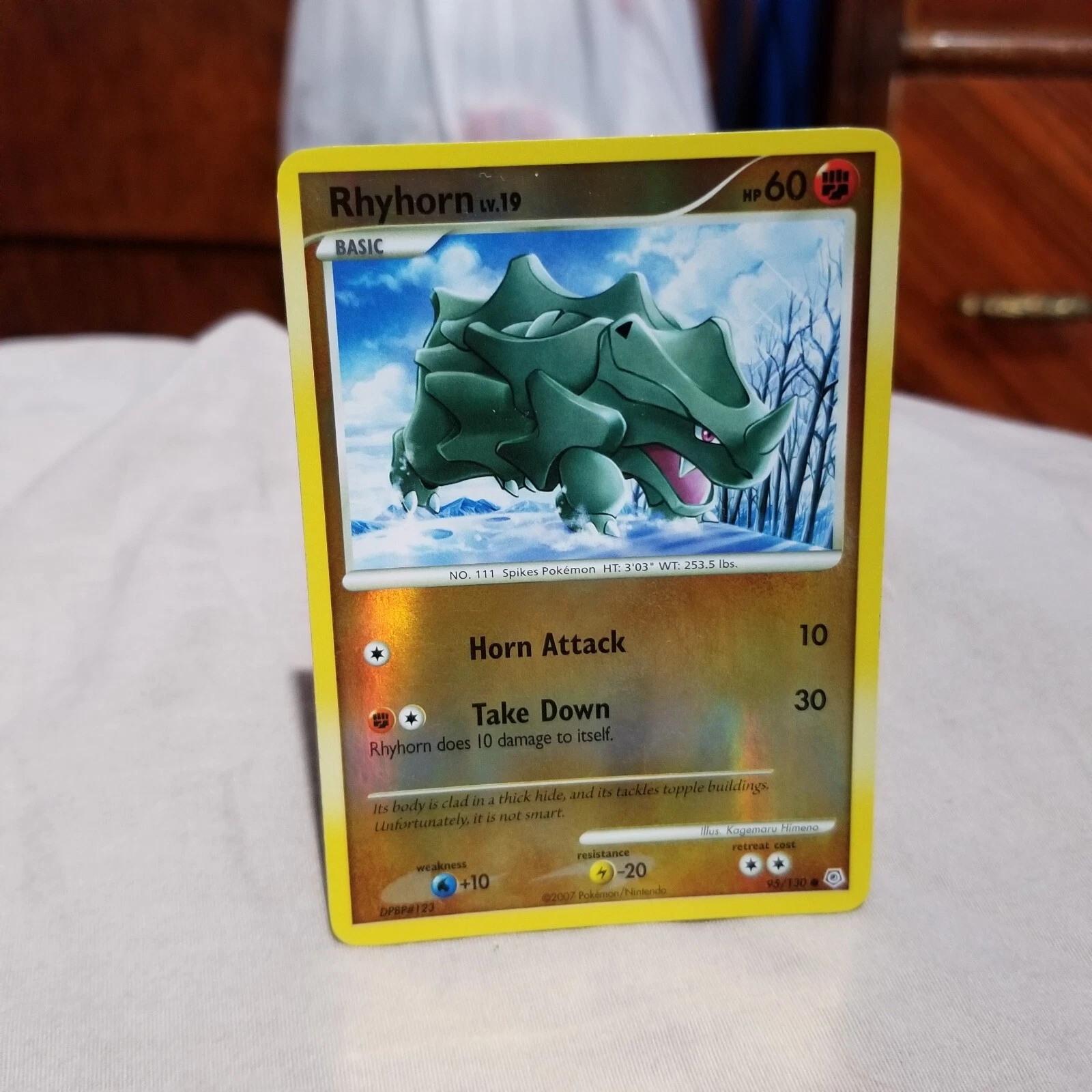 Rhyhorn Pokemon TCG Diamond & Pearl Reverse Foil Common Card # 95/130