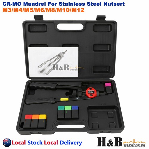 Heavy Duty 1660pcs Nutsert Tool Kit Rivnut Riveter Rivet Nut Gun M3-12 Mandrels - Picture 9 of 18