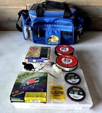 Bass Pro Shops Extreme 360 Qualifier Tackle Bag Box Blue w/ 2 Tackle + Strings