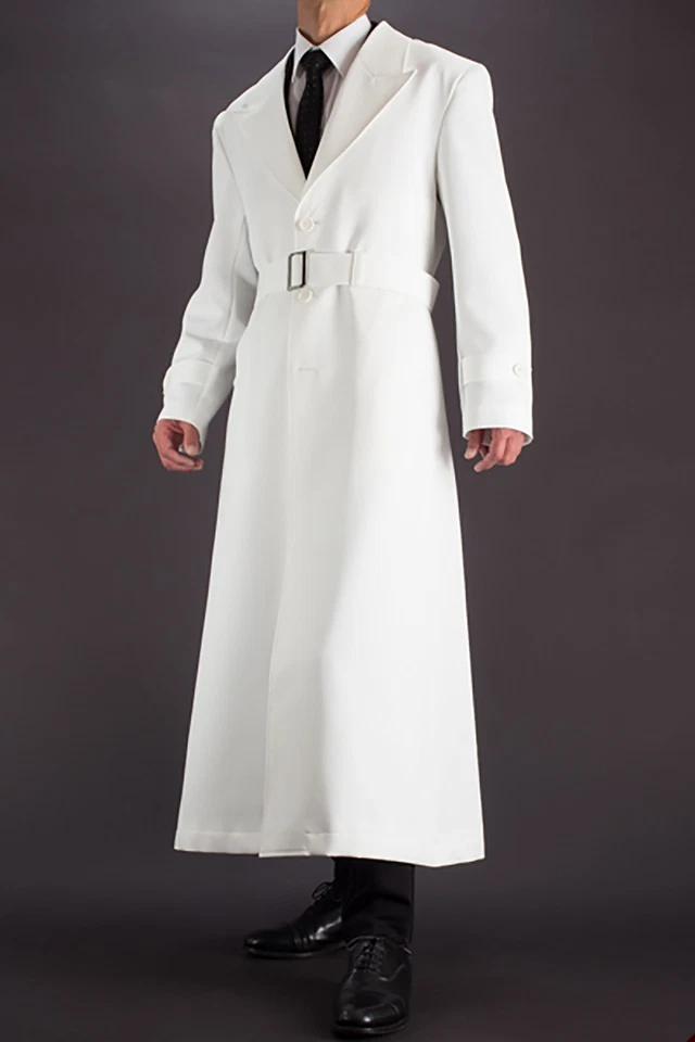 Мужская зима белый теплый пальто ветровка пальто с ремнем лодыжки длина бизнес износ - Изображение 2 из 4