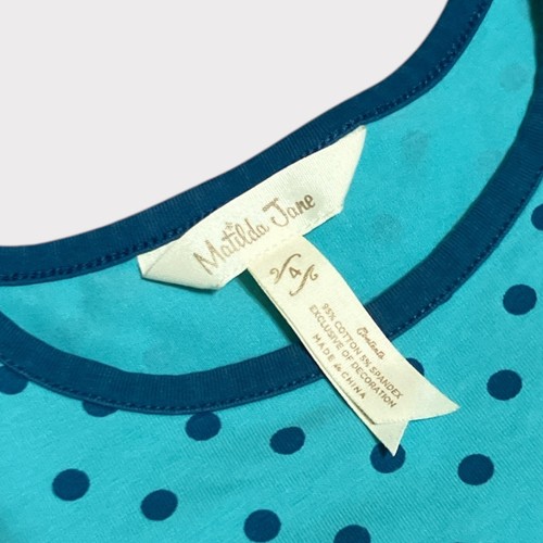 Matilda Jane Girls 4 Aqua Blue Dot Sewing Machine Typewriter Dress 2020 - Picture 3 of 4