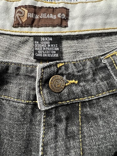 Risk Jeans Co Men’s Jeans Crown Fleur De Lis Embroidered Y2K 36x34 ( 34x32 - Picture 11 of 12