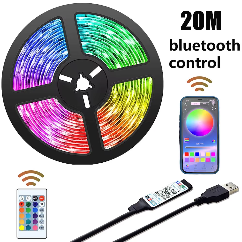 Smart Home RGB LED Strip Lights with USB IR Remote for TV PC Backlighting  -image