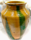 French Antique Pottery Yellow Glazed Confit Earthenware Pantry Vase Urn