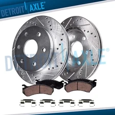 Rear Drilled Slotted Rotors Ceramic Brake Pads Kit for 2010-2016 Cadillac SRX