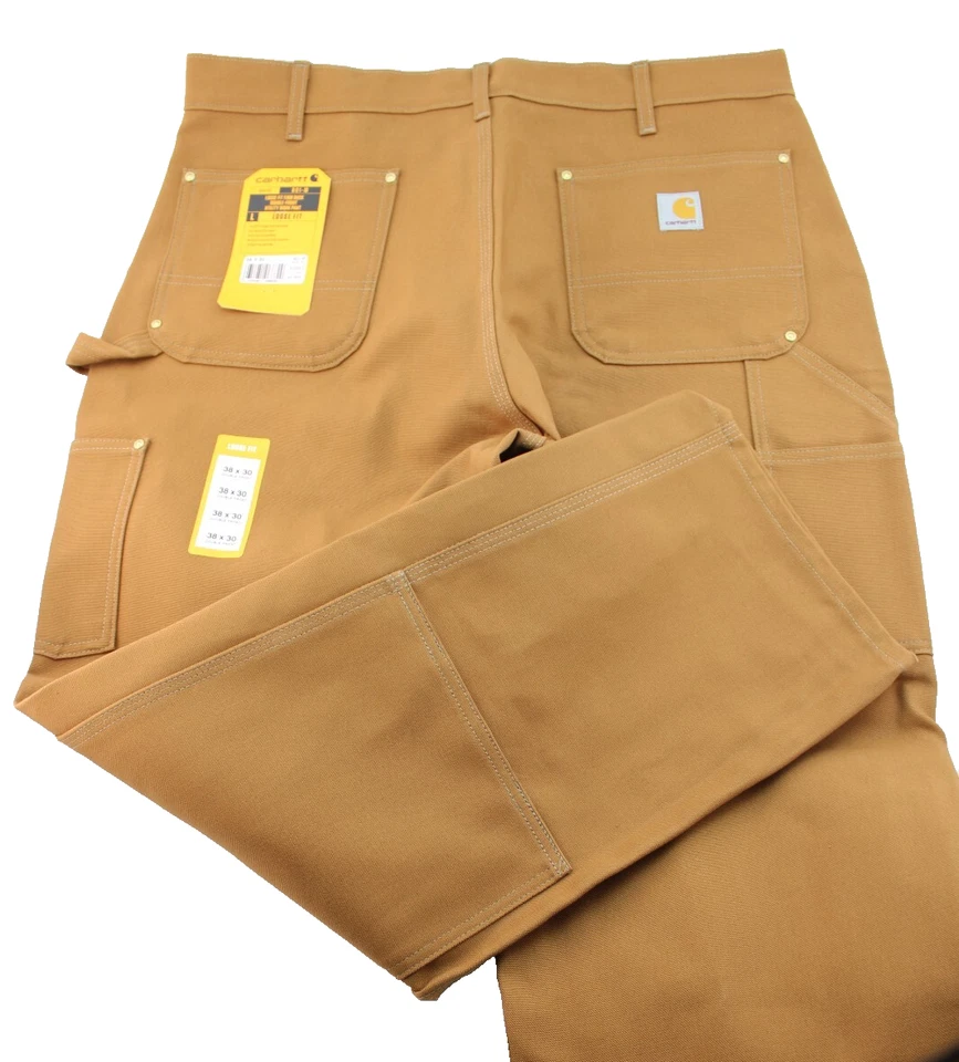 NWT CARHARTT Men's 38 x 30 Loose Fit Double Knee Brown Canvas Utility Work Pants - Image 2 of 4
