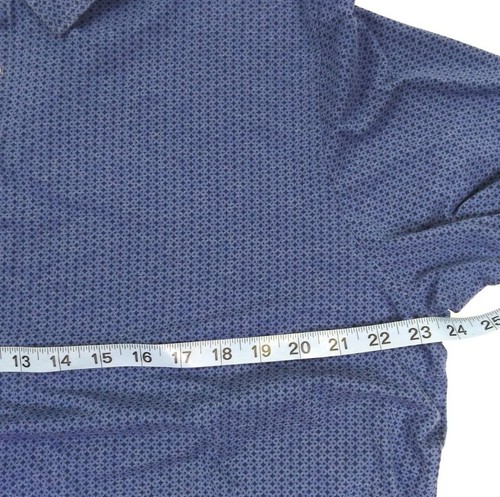 Peter Millar Pima Baumwolle Seide Elasthan S/S blau geometrisch Polo Shirt Herren Größe L " - Bild 5 von 7