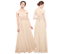 UK Straps Sleeves Long Bridesmaid Dresses Wedding Prom Gowns Corset Back