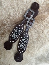 Pair Ladies Size Western Dark Brown Leather Spur Straps Free Ship