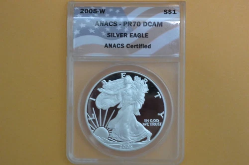 2005-W 1oz Proof Silver American Eagle ANACS PR70