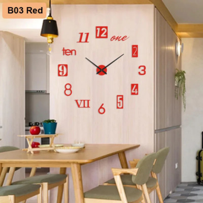 Soundless 90 to 120Cm Large-Sized 3D Number Poster Home Decoration DIY Wall Cloc