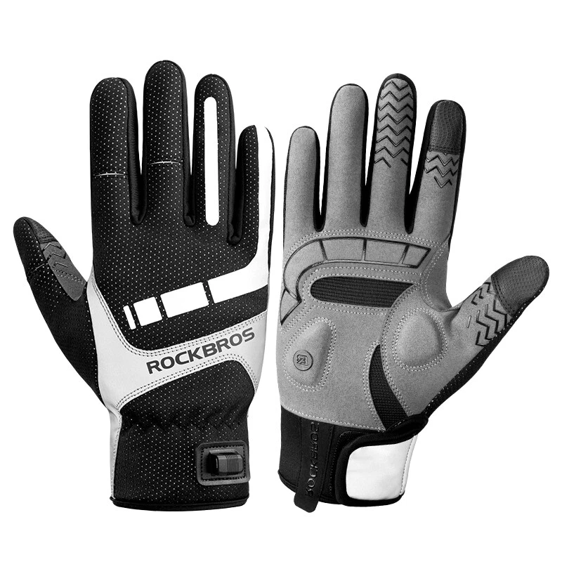 ROCKBROS Electric Heated Gloves Cycling Winter Glove USB Plug in Touchscreen - Image 2 of 4