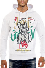 Men's White Hoodie Avenue George V Paris Frenchie Rhinestone GV-2605 Medium NWT