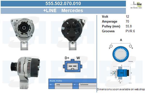 BV PSH Lichtmaschine Generator 70A 12V FüR Mercedes-Benz C-Klasse 308 D 208-image