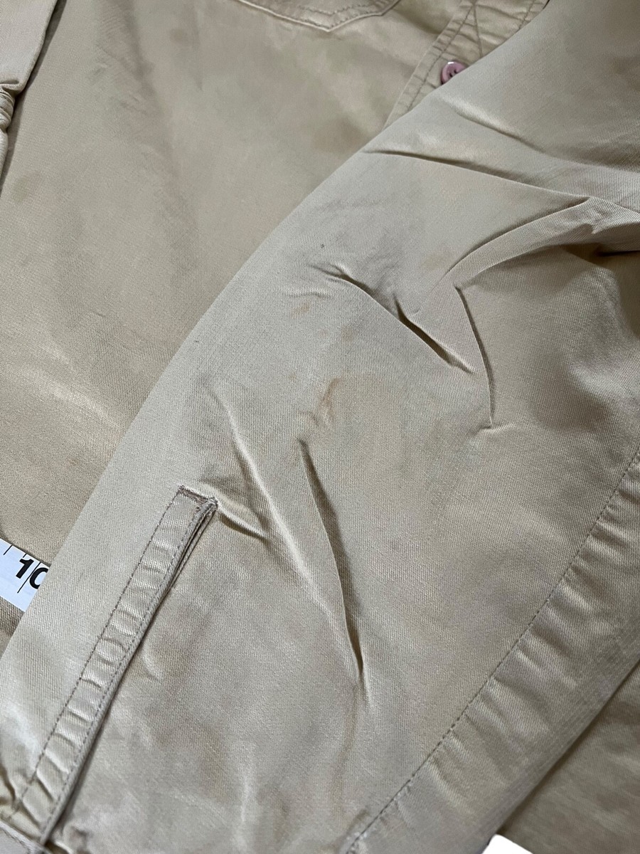 VINTAGE Stussy Authentic Gear Beige Canvas Longsleeve Button Down