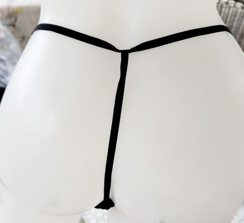 Victoria secret XL Black Tiny String Thong Sheer Panty new vintage Rare - Picture 2 of 2