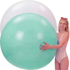 Tradder 2 Pcs 60 Inch Giant Inflatable Beach Ball Large Pastel Green and White