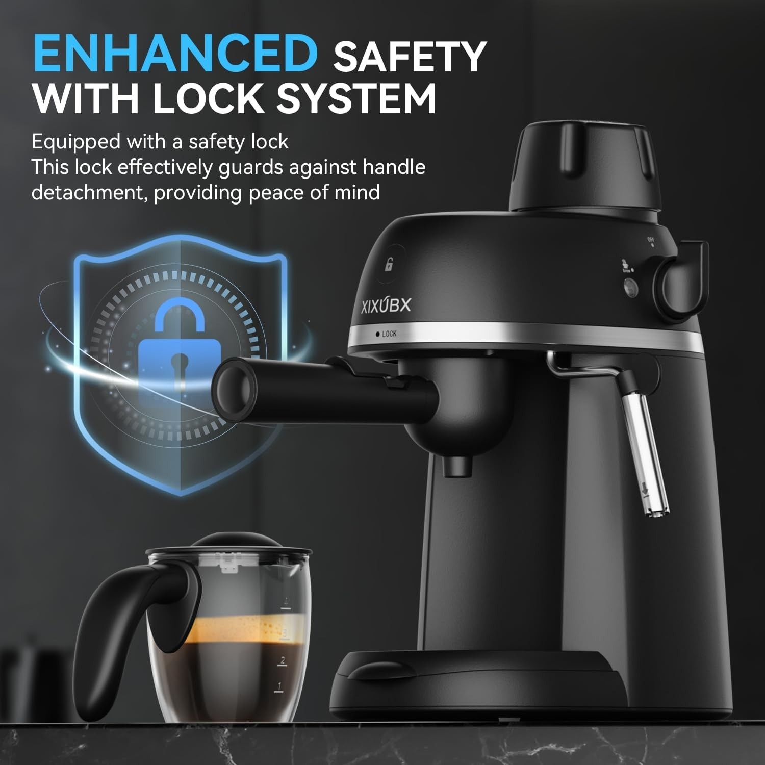 Lightweight Espresso Machine with One-Touch Operation & Tritan Cups, 240ml