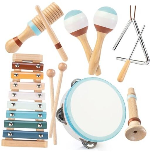 Baby Musical Instruments | Montessori Wooden Toys for Toddlers, Neutral Boho