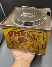 De colección Raro Shell Bomba de Agua Grasa Caja de Lata Publicidad Coleccionable Gasolinera