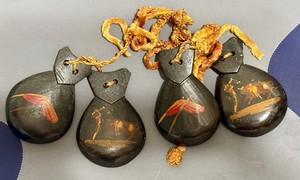 Vintage 50s Wooden Pair Of Castanets - Matador/Bull