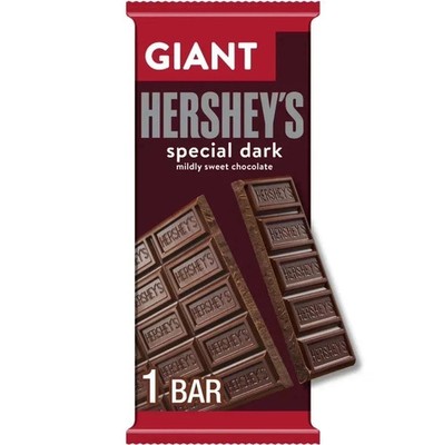 Hershey's Special Dark Mildly Sweet Chocolate Giant Candy, Bar 7.56 oz 25 Pieces