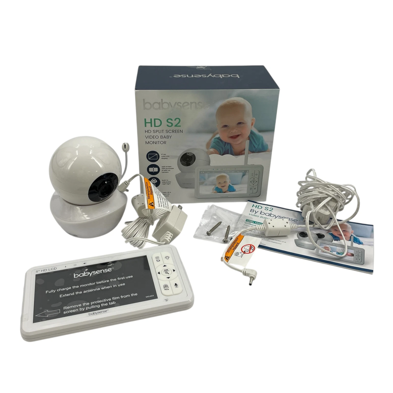 Babysense HD S2 White Video Baby Monitor with 1 Camera #U7727 (TC)