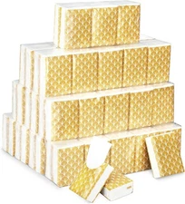 Ctosree 50 Pack Vintage Pocket Tissues Travel Packs Bulk 500 Sheet Small Gold 