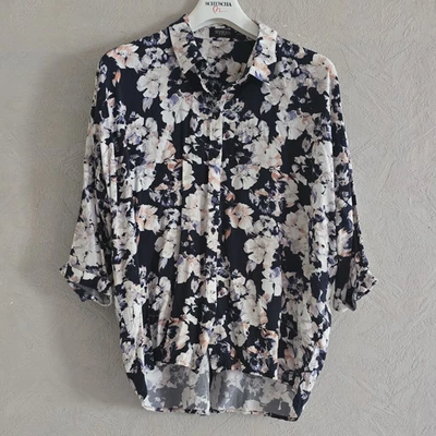 SOAKED IN LUXURY Damen Bluse blau floral 3/4 Arm Viskose Knopf Gr.M - Bild 1 von 4