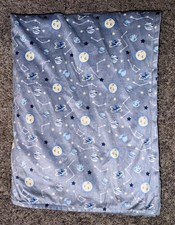 le bebe blue velour sherpa space baby blanket with moon lovey 30x40 Great Shape