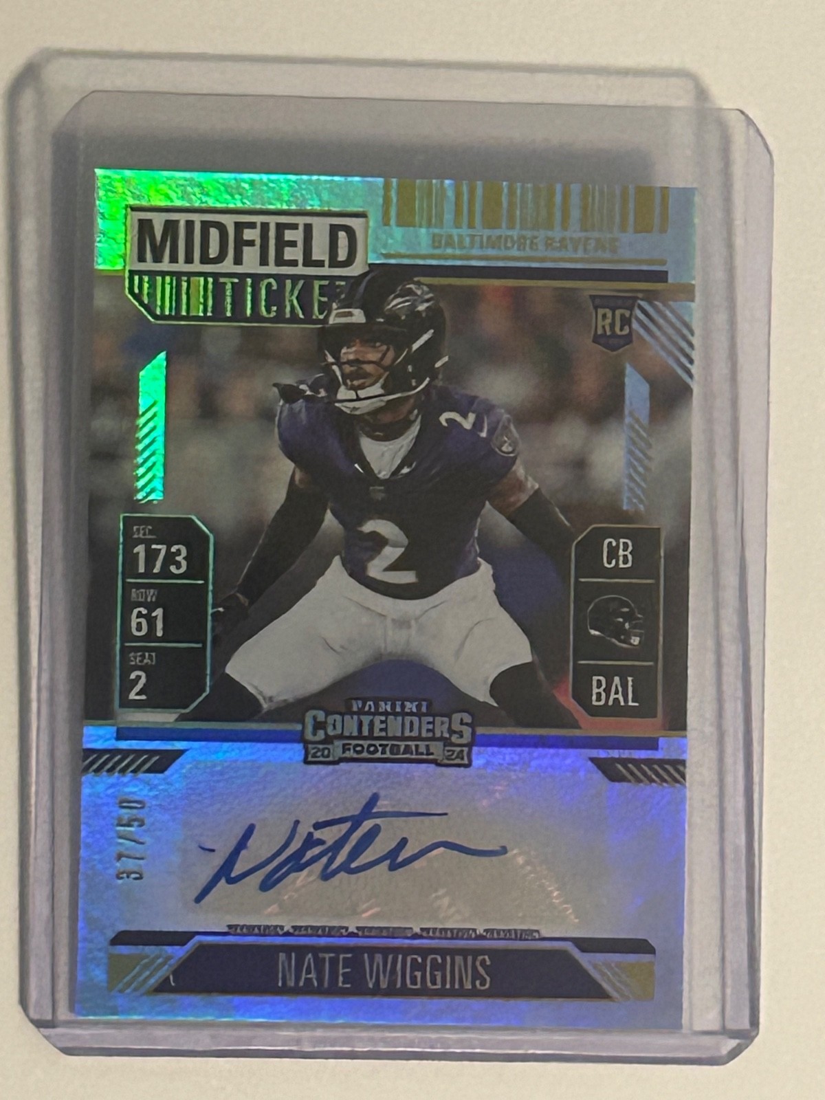 2024 Panini Contenders Nate Wiggins Midfield Ticket Variation RC Auto 37/50