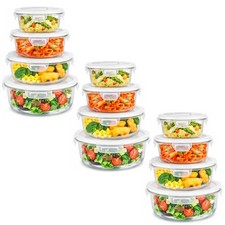 Glass Food Containers Meal Prep Storage Snap Lock Lids  Round Square 