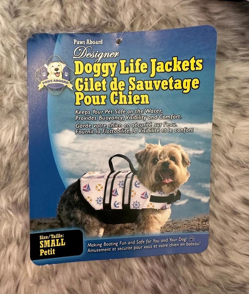 Nuevo chaleco salvavidas Paws A bordo diseño náutico para perros - talla pequeña - tamaño Shih Tzu Foto 4 de 4