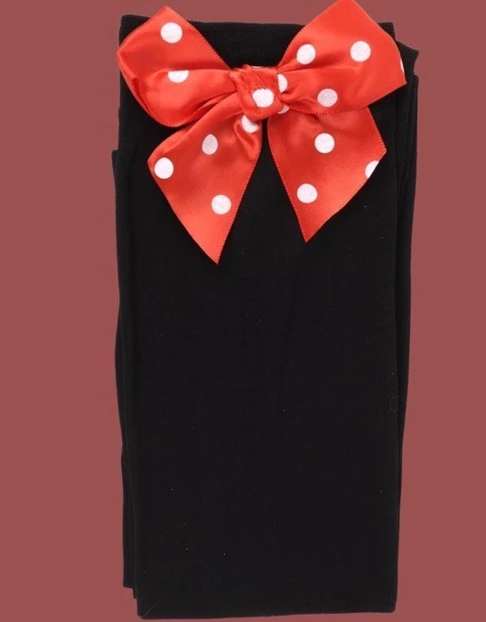 Medias altas negras hasta el muslo rojas y blancas con lazo disfraz nailon opaco NUEVO Foto 2 de 2