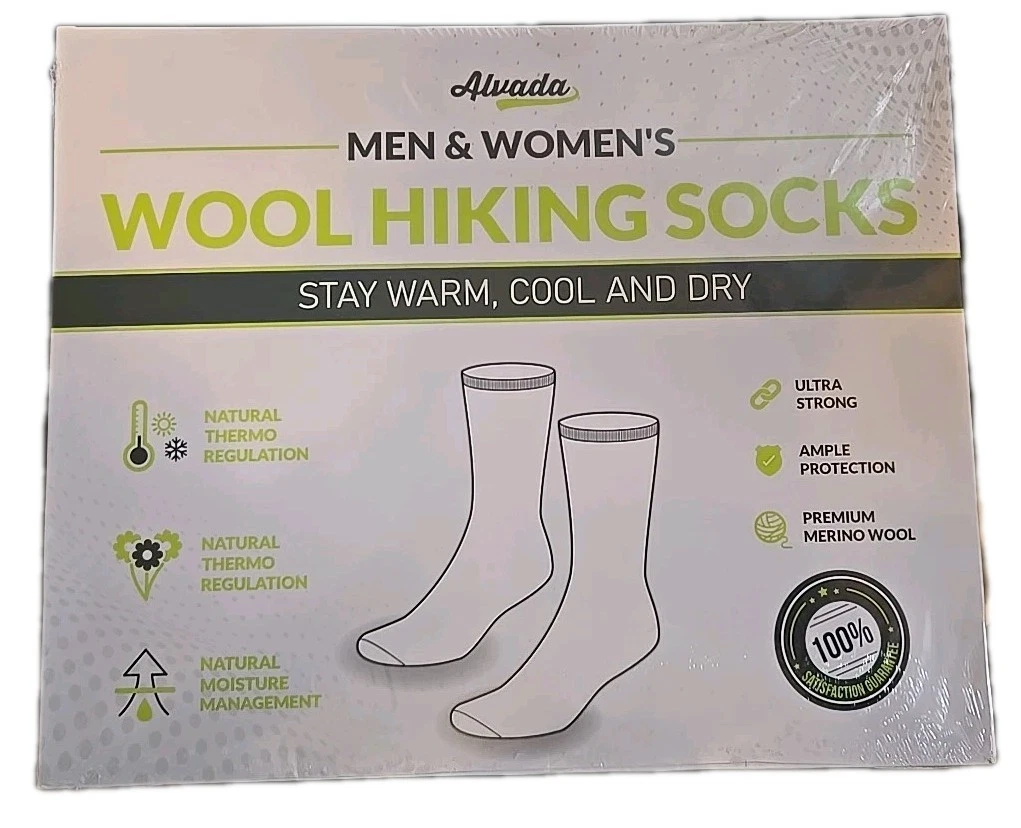 Alvada Merino Wool Hiking Crew Socks 6 Pair Thermal Unisex Men Women Winter Boot