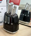 SMEG 7-Pieces Vintage Kitchen Knife Block Set Stainless Steel - Black
