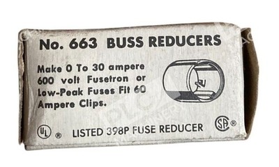 Bussmann Cooper Buss 60-30A 600V Buss Reducers 663 (Box of 2)