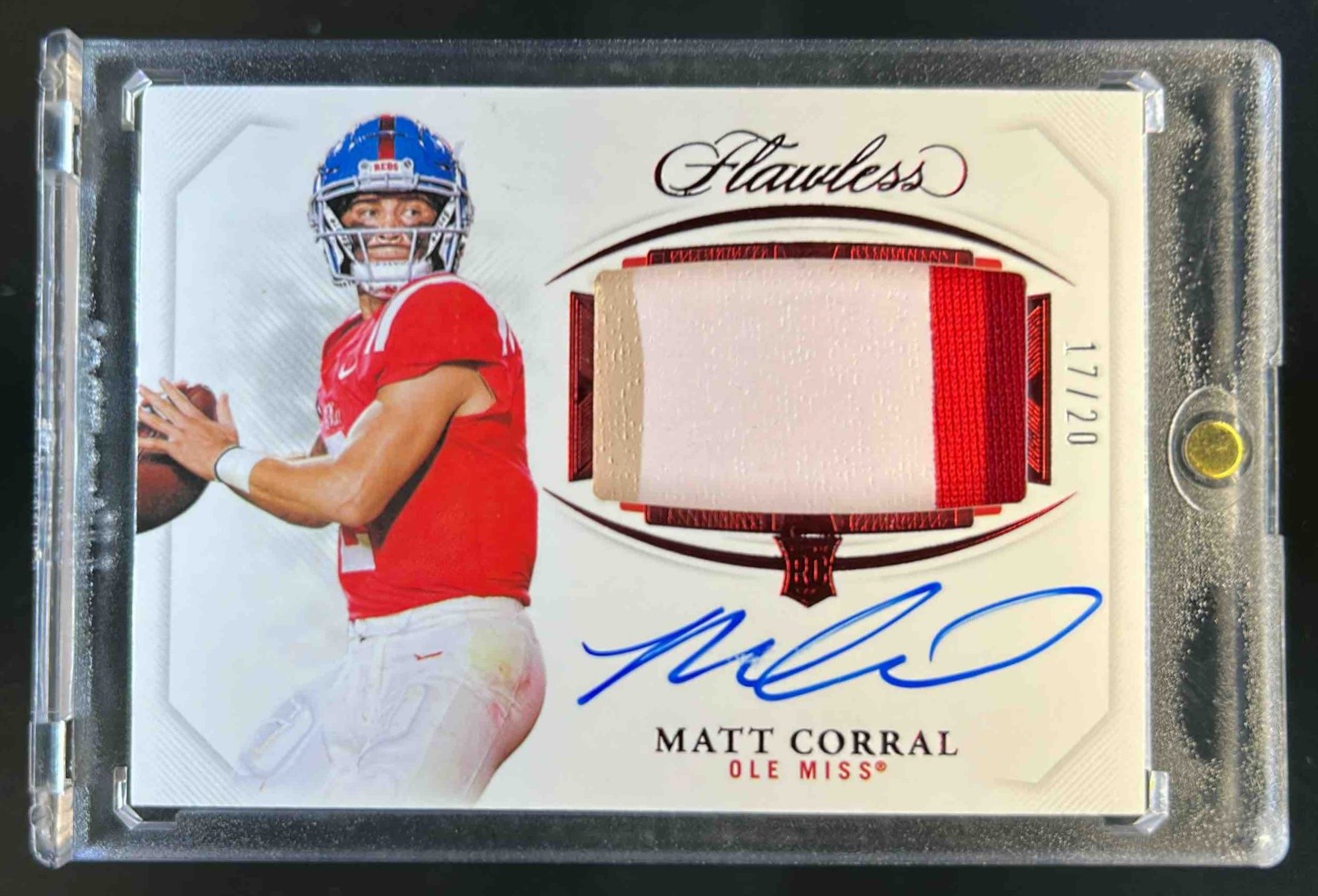 Matt Corral Panini Flawless Collegiate #154 Patch Autographs-Vertical-Ruby