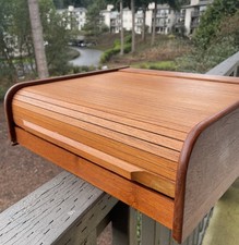 VTG Mid-Century Thailand Teak Tambour Rolling...