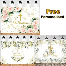 My First Communion Backdrop Christening Baptism Holy Photo Background Banner