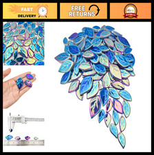 500g Iridescent Royal Blue Leaf-Shaped Ceramic Mosaic Tiles for DIY Crafts  Hom