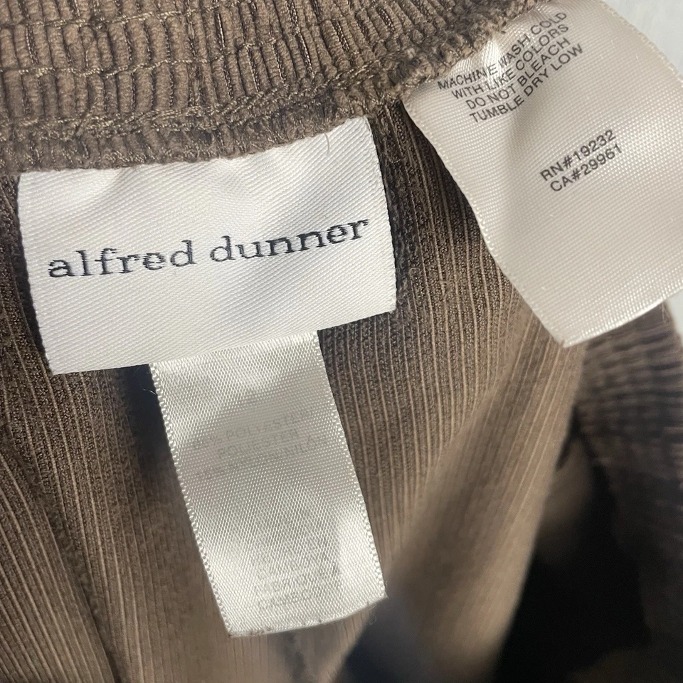 Pantalones Alfred Dunner para mujer talla 12 marrón pana tiro alto recto Foto 3 de 4