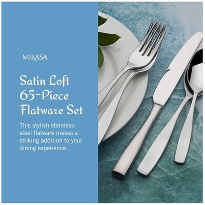 Rust-Resistant 65-Piece Silverware with Satin Finish