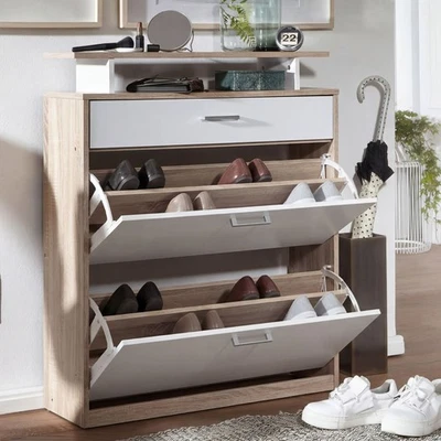FineBuy Schuhkipper Schuhschrank Schuhregal 16 Paar Schuhe + Ablage + Schublade - Bild 1 von 4