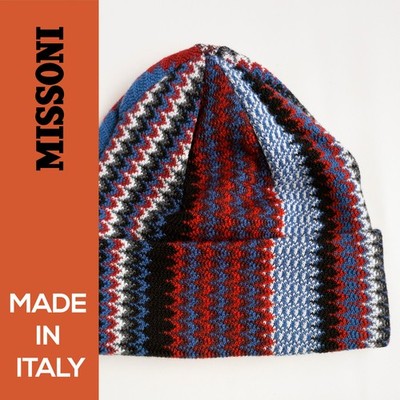 NP~160  Missoni Strickmütze m.i. Italy, buntes Muster, ½ Wolle, Designer Beanie