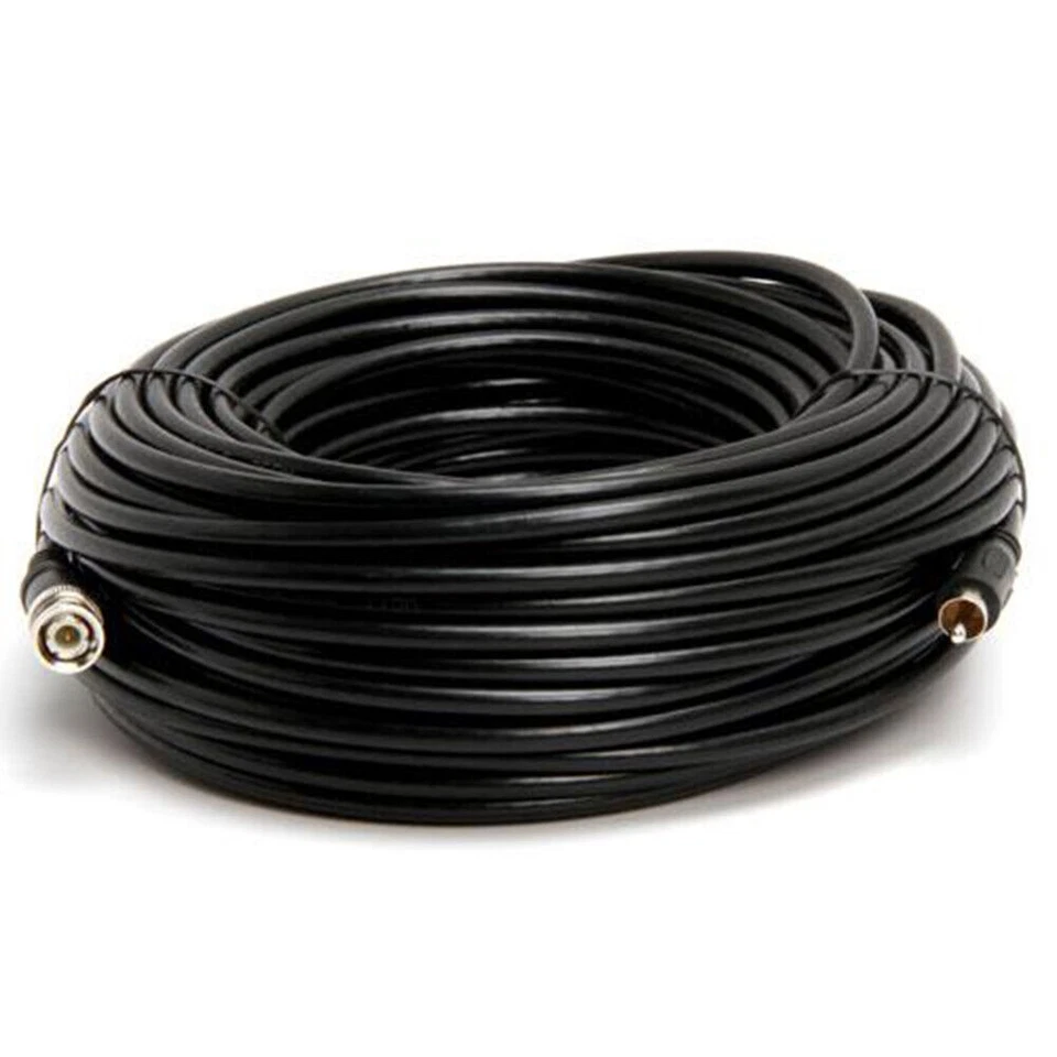 100FT BNC Male to RCA Male Cable RG59U CCTV Camera Coax Cord 75Ohm Adapter Black - Image 3 of 4